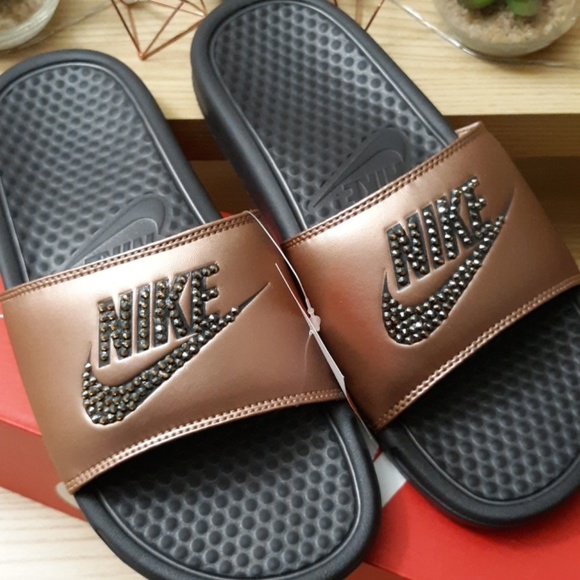 Nike Shoes - LAST PAIR CUSTOM Gold Nike Benassi Slides